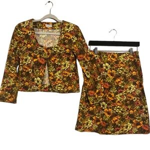 Vtg 70s floral two pice set size S/M